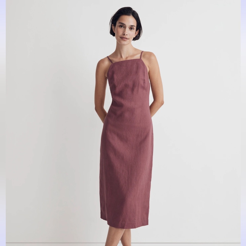 Madewell Goldie Midi Dress in 100% Linen, Size 8
